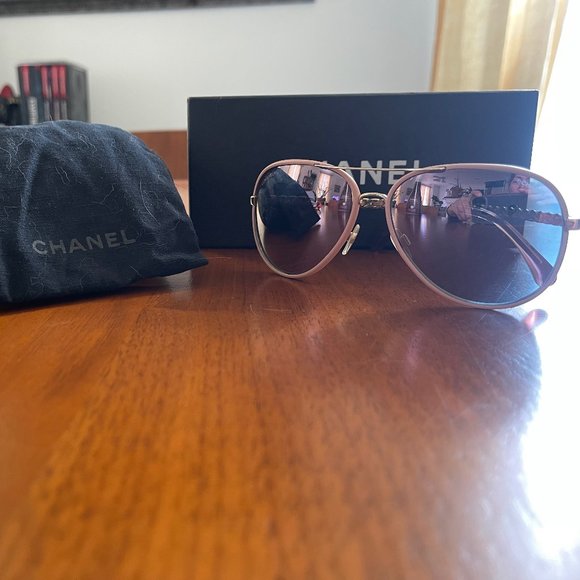 CHANEL Accessories - Chanel Pink Aviator sunglasses